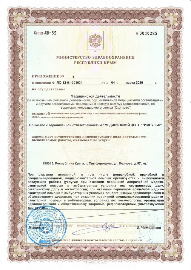 Приложение № 1 — перечень разрешённых видов деятельности